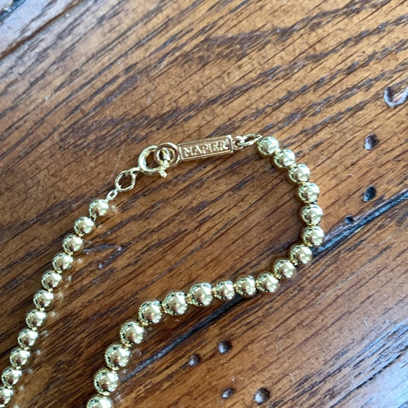 Napier Vintage Gold Tone Metal Beads Necklace 12” Strand Graduated Size Balls - Picture 3 of 8